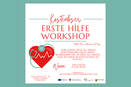 Erste Hilfe Workshop für Erwachsene mit der Ärztin Frau Lorena Payo