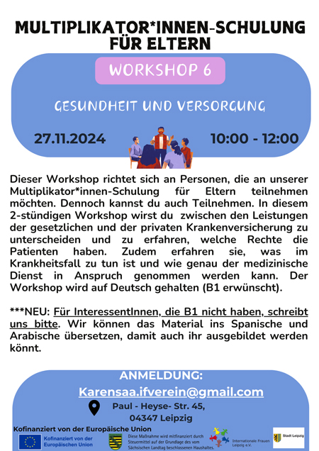 Multiplikator*innen-Schulung für Eltern  Workshop 6- Wege im Gesundheitssystem