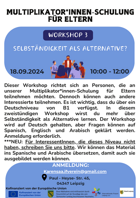 Einladung Multiplikator*innen-Schulung für Eltern / Invitación para la formación de Madres y Padres Multiplicadores