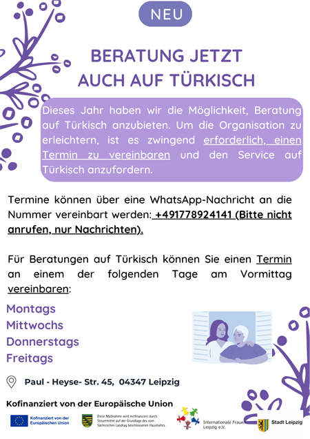 Beratung jetzt auch auf Türkisch - Nur mit Termin