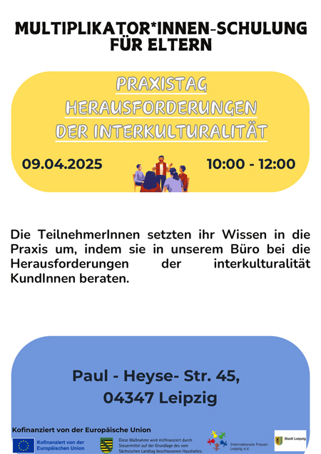 Multiplikator*innen-Schulung für Eltern - Praxistag: Herausforderungen der interkulturalität