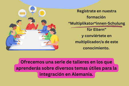 Einladung zur Teilnahme an unserer Schulung für Mütter und Väter zu sozialen Themen – auf Spanisch
