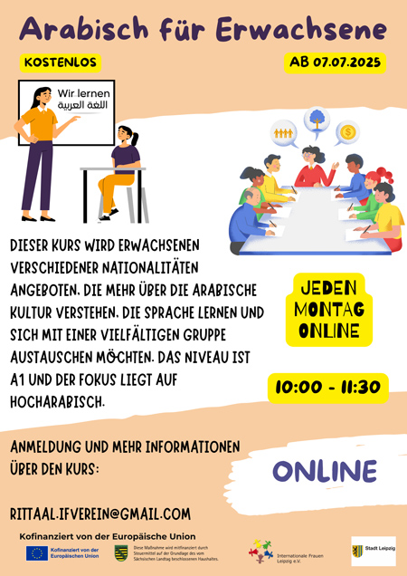 Arabisch für Erwachsene jeden Montag ONLINE