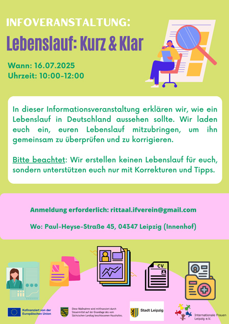Infoveranstaltung: Lebenslauf – Kurz &amp; Klar