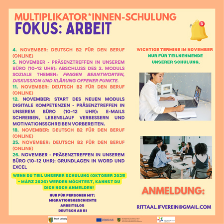 “Multiplikator*innen-Schulung für Eltern” Fokus Arbeit: Workshops