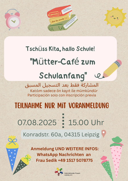 Monatliche Café-Zeit für Frauen - Besonderes Treffen zum Schulanfang für unsere kleinen Heldinnen