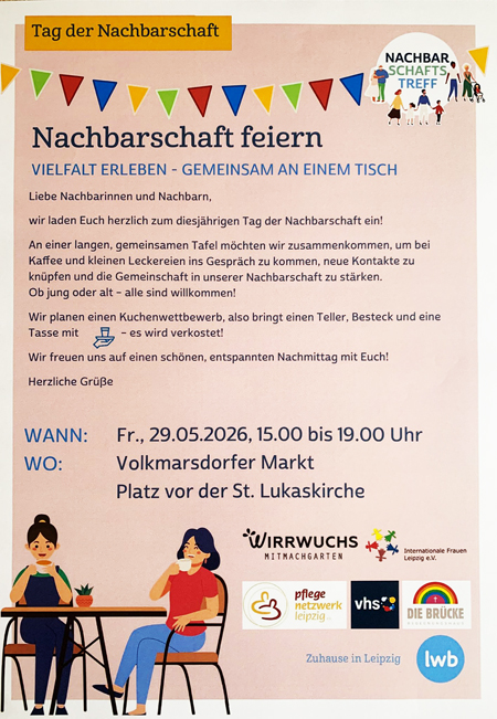 Nachbarschaft feiern - vielfalt erleben - gemeinsam an einem Tisch